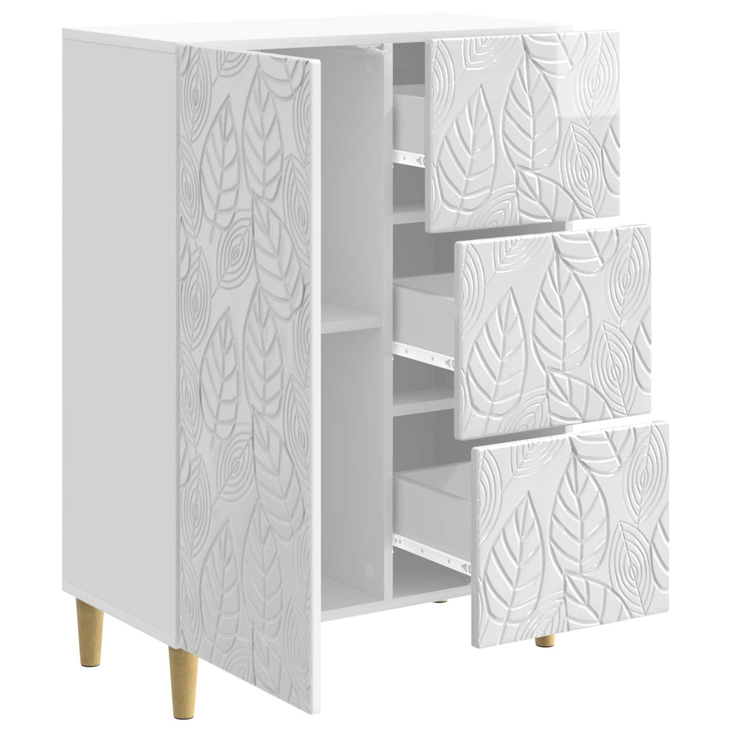Sideboard High Gloss White 66 x 34.5 x 90 cm Engineered Wood