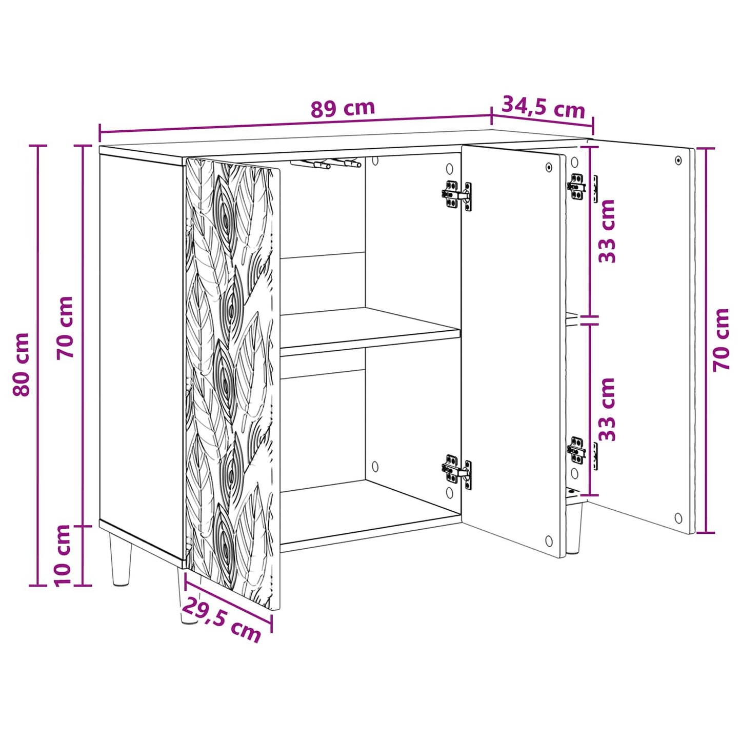 Sideboard Old Wood 89 x 34.5 x 80 cm Engineered Wood