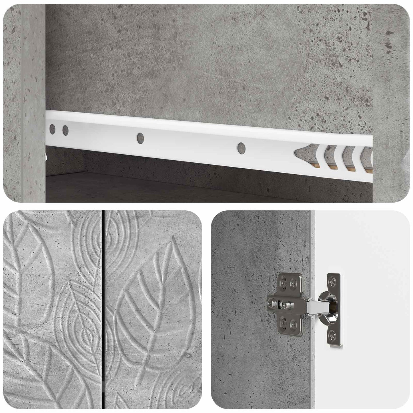 Sideboard Concrete Grey 89 x 34.5 x 60 cm Engineered Wood
