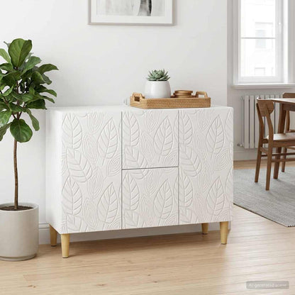 Sideboard High Gloss White 89 x 34.5 x 60 cm Engineered Wood