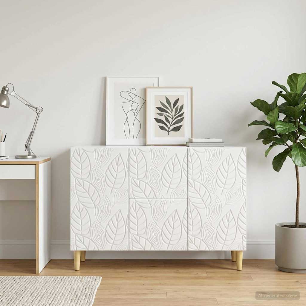 Sideboard High Gloss White 89 x 34.5 x 60 cm Engineered Wood