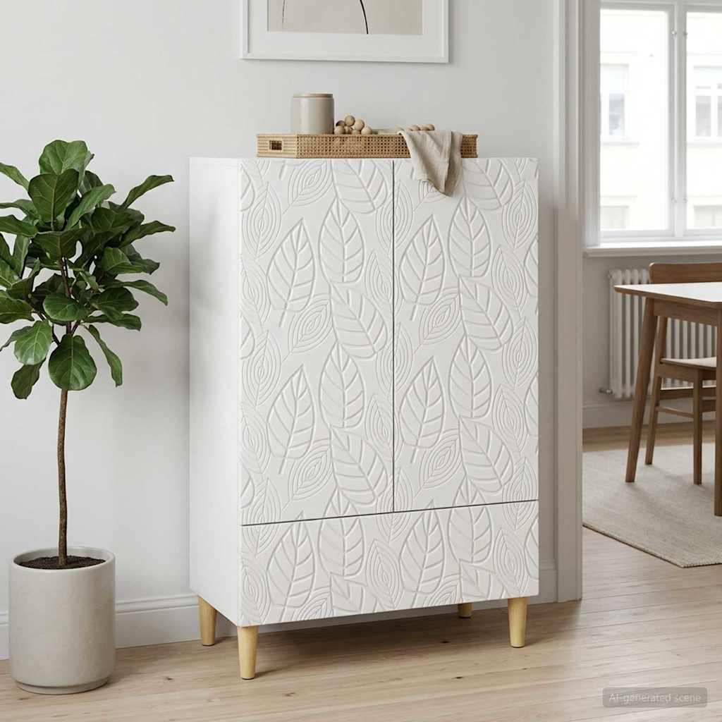 Sideboard High Gloss White 66 x 34.5 x 95 cm Engineered Wood