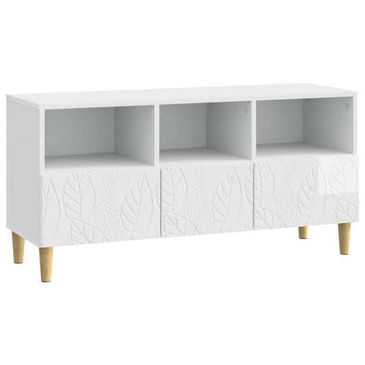 TV Cabinet 102 x 34.5 x 50 cm High Gloss White Engineered Wood