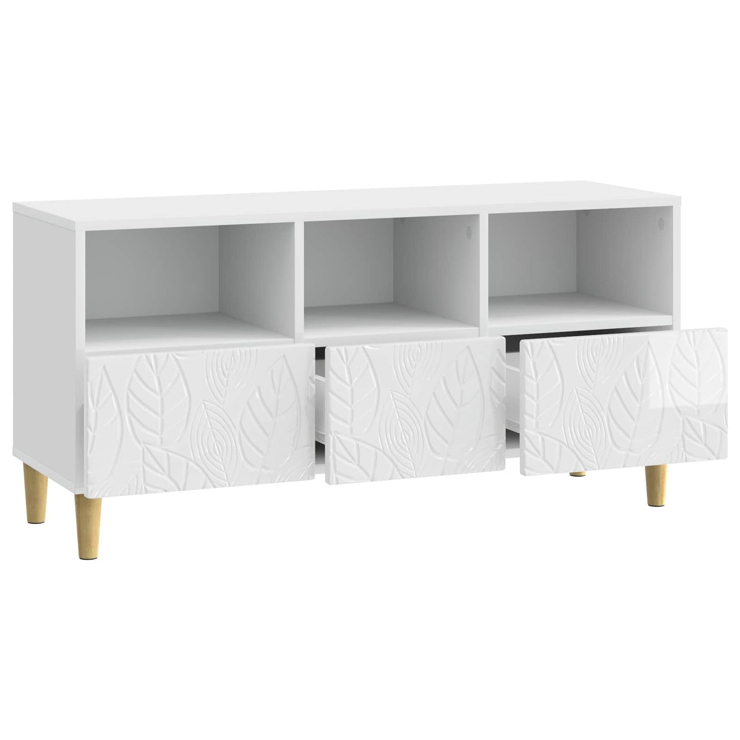 TV Cabinet 102 x 34.5 x 50 cm High Gloss White Engineered Wood