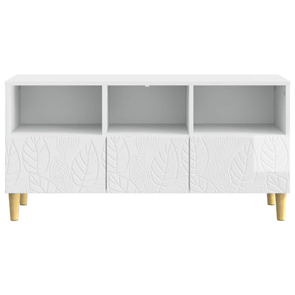 TV Cabinet 102 x 34.5 x 50 cm High Gloss White Engineered Wood