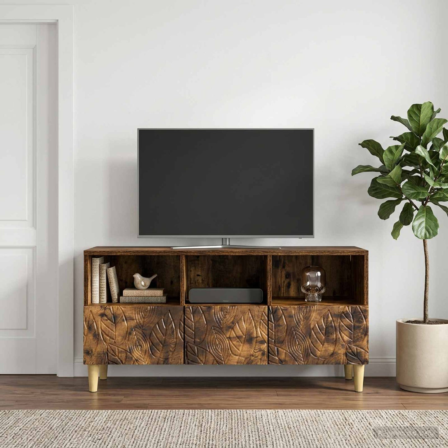 TV Cabinet 102 x 34.5 x 50 cm Smoked Oak Engineered Wood