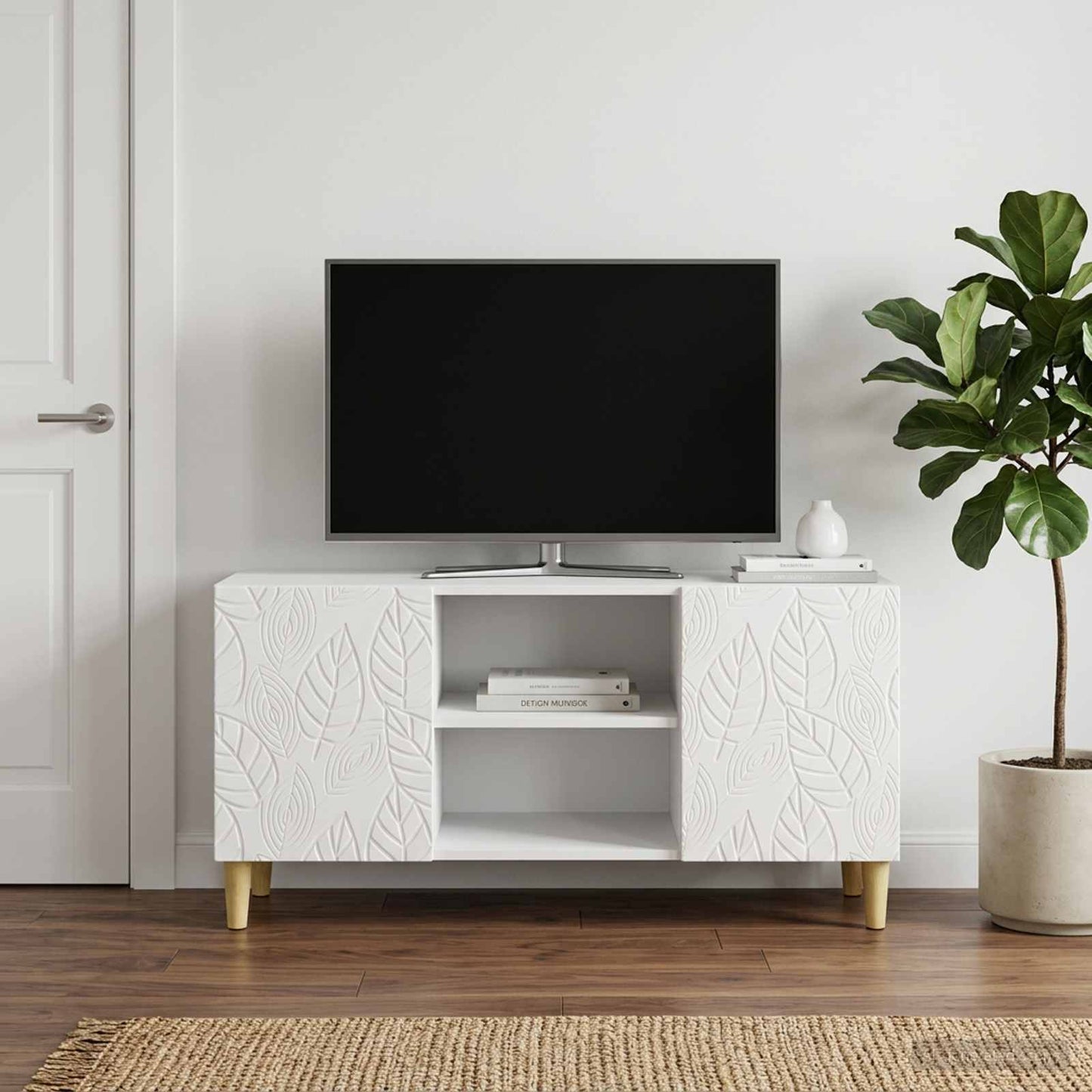 TV Cabinet 102 x 34.5 x 50 cm High Gloss White Engineered Wood