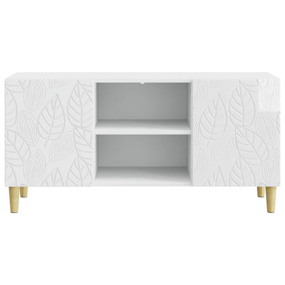 TV Cabinet 102 x 34.5 x 50 cm High Gloss White Engineered Wood