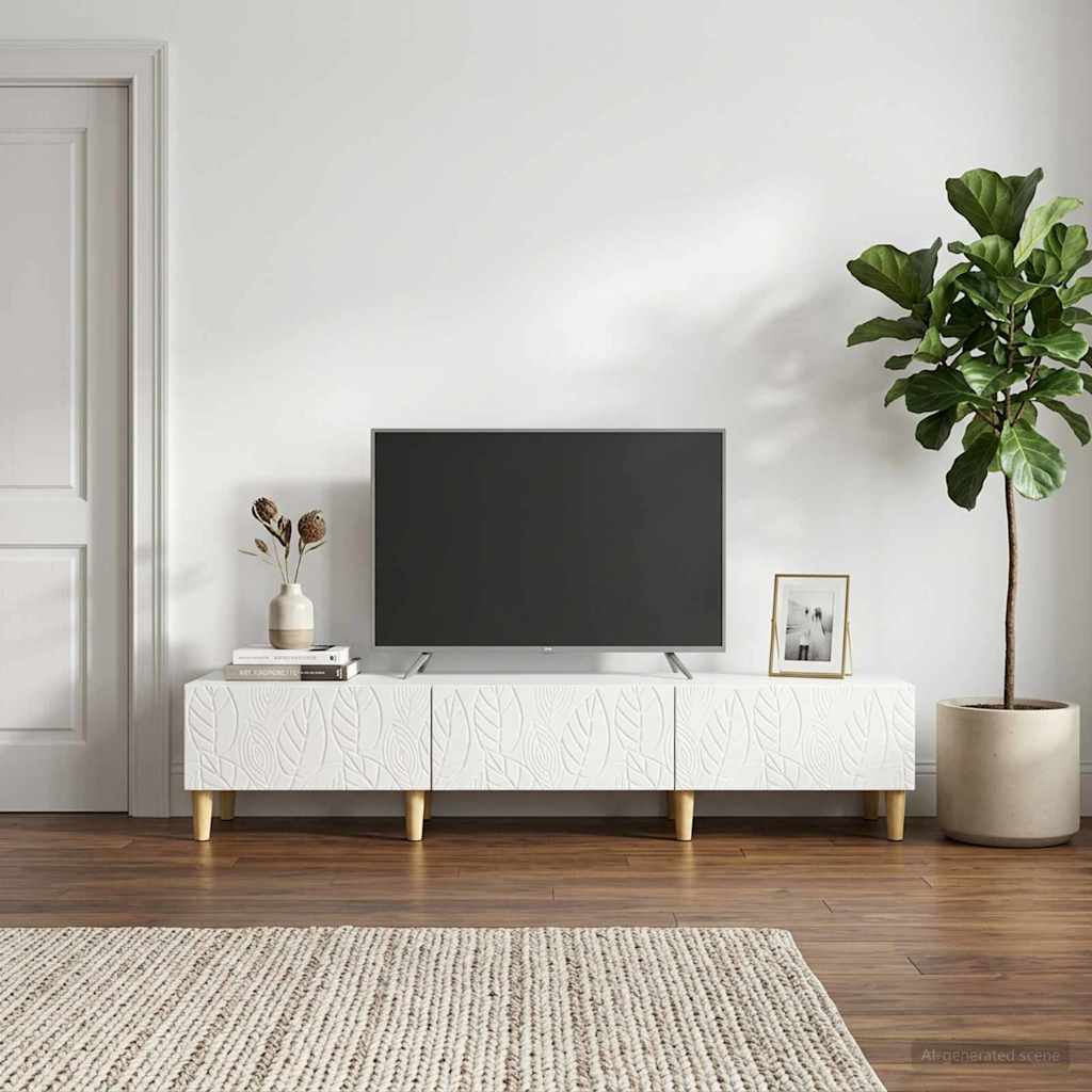 TV Cabinet 147 x 34.5 x 30 cm High Gloss White Engineered Wood