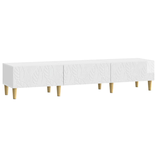 TV Cabinet 147 x 34.5 x 30 cm High Gloss White Engineered Wood
