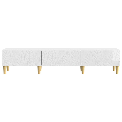 TV Cabinet 147 x 34.5 x 30 cm High Gloss White Engineered Wood