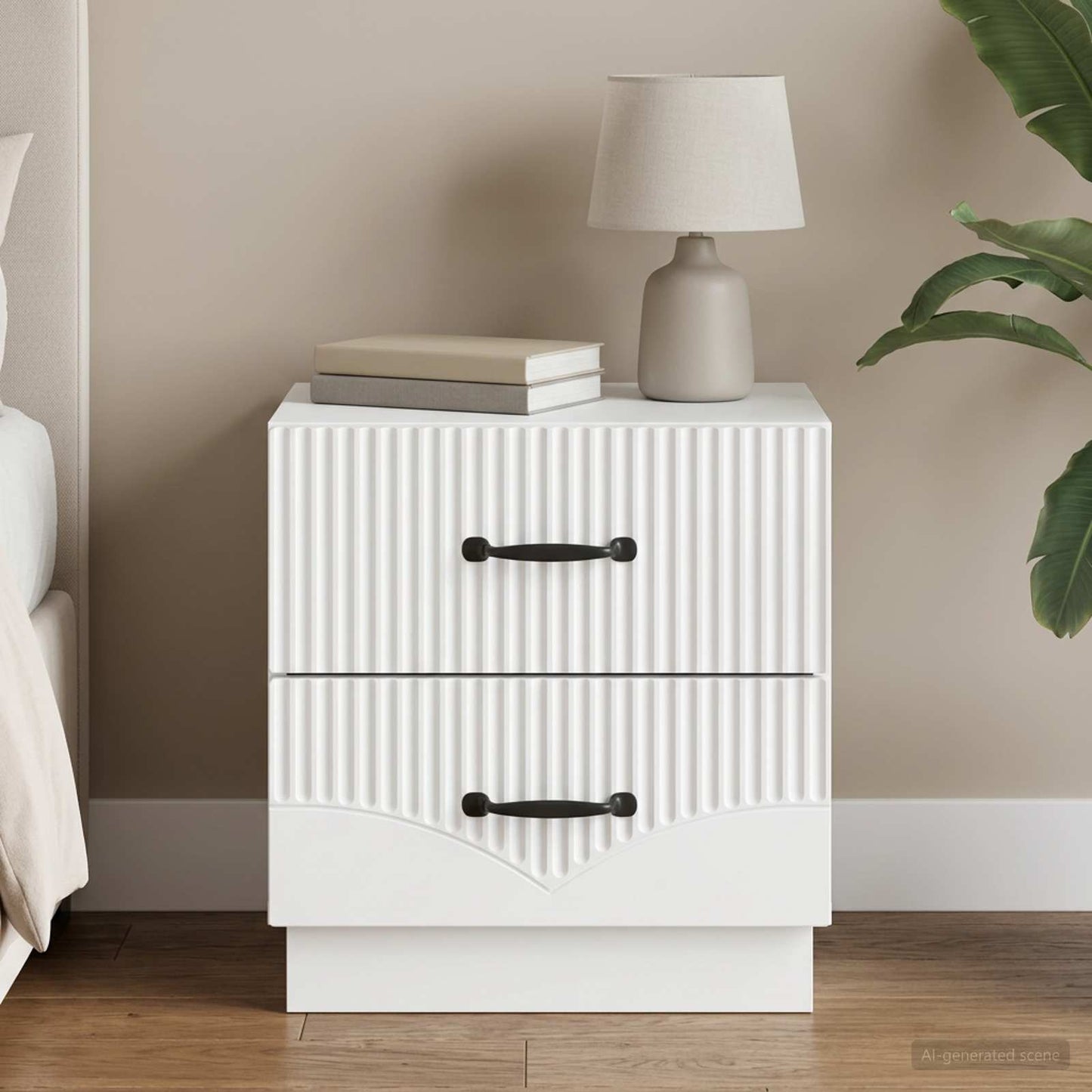 Bedside Cabinet White 43 x 34.5 x 44.5 cm Engineered Wood