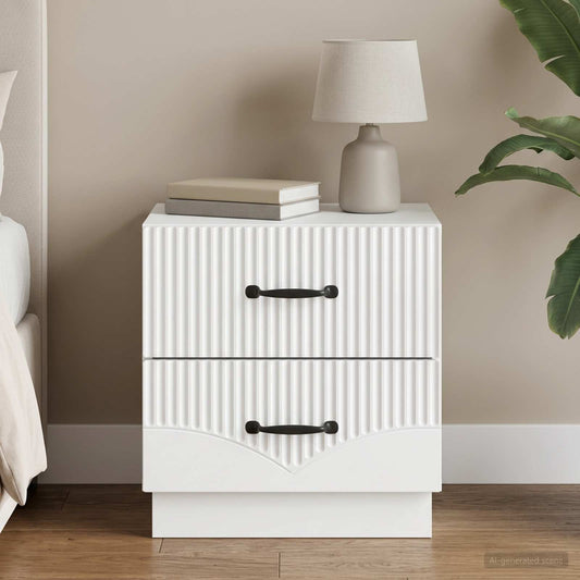 Bedside Cabinet White 43 x 34.5 x 44.5 cm Engineered Wood