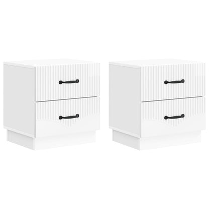 Bedside Cabinet 2 pcs High Gloss White 43 x 34.5 x 44.5 cm