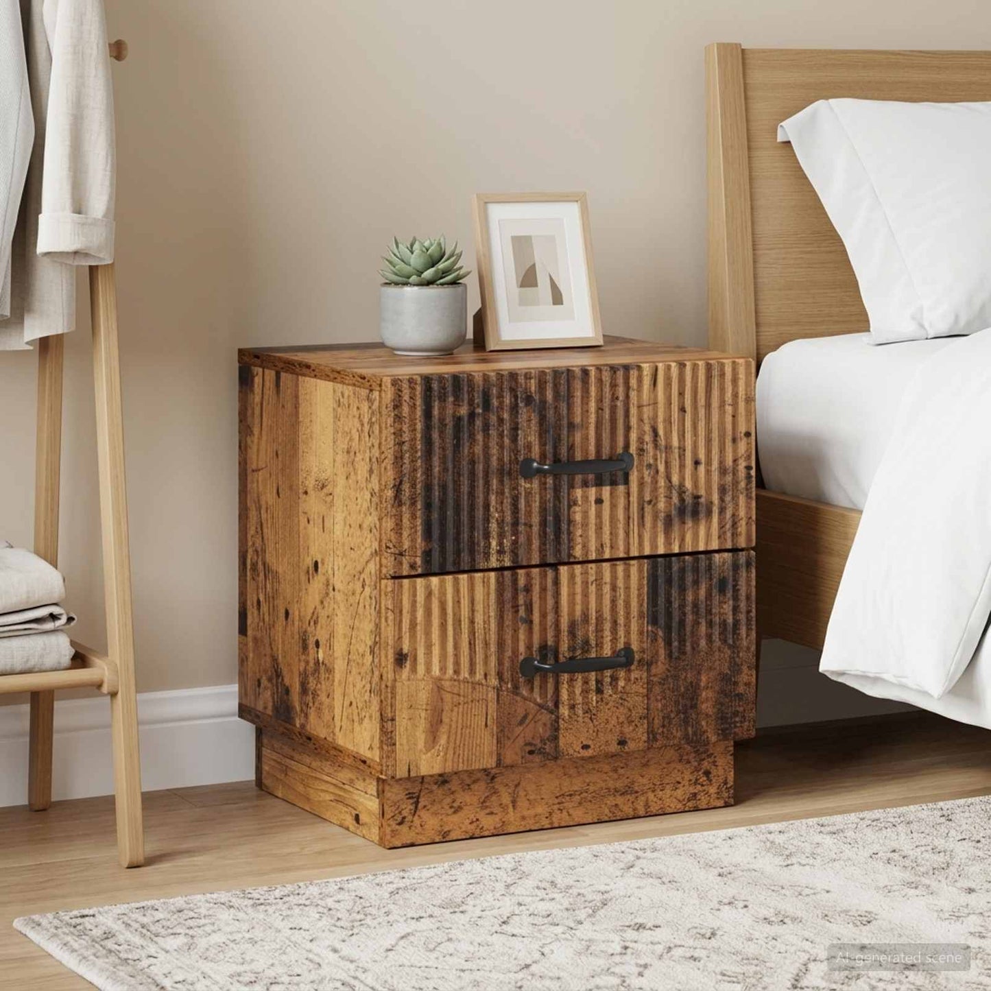 Bedside Cabinet with Drawer 2 pcs Old Wood 43 x 34.5 x 44.5 cm