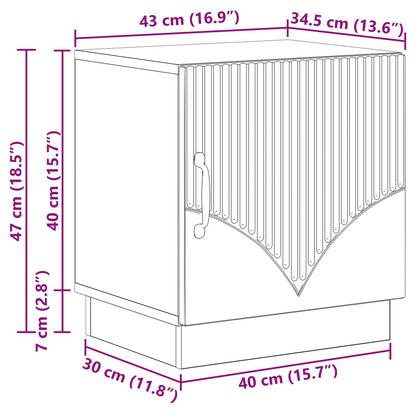 Bedside Table 2 pcs Concerte Grey 43 x 34.5 x 47 cm