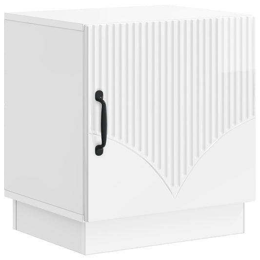 Bedside Table High Gloss White 43 x 34.5 x 47 cm