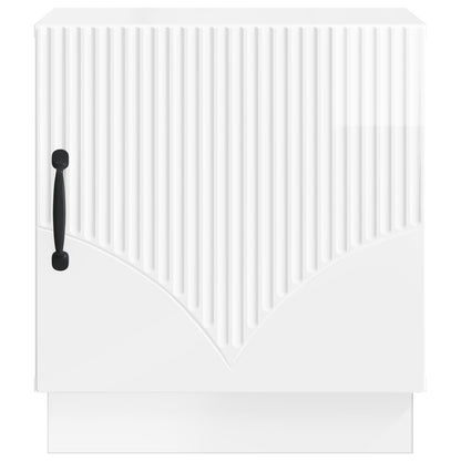 Bedside Table High Gloss White 43 x 34.5 x 47 cm