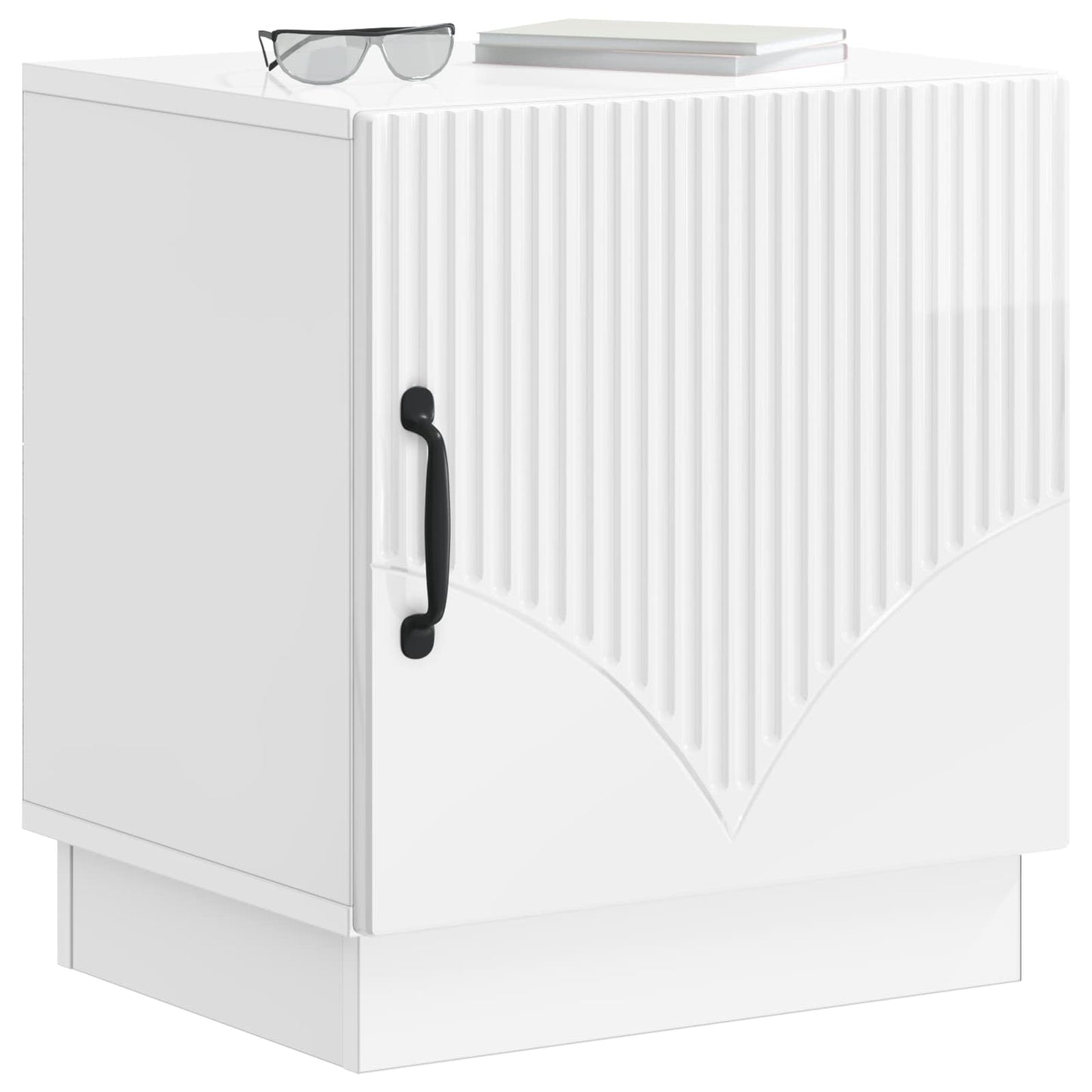 Bedside Table High Gloss White 43 x 34.5 x 47 cm