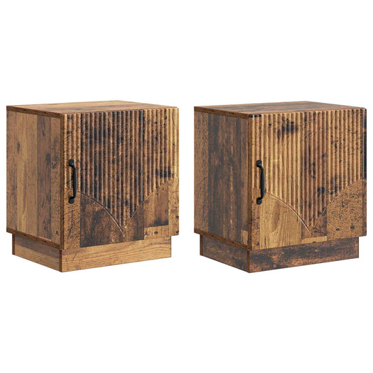 Bedside Table 2 pcs Old Wood 43 x 34.5 x 47 cm Engineered Wood