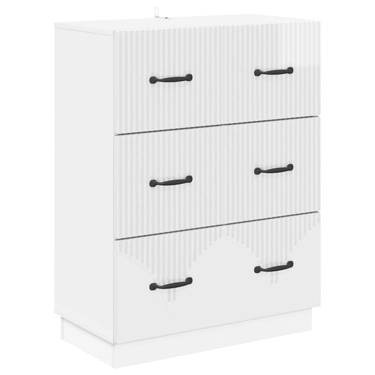 Drawer Cabinet High Gloss White 66 x 34.5 x 87 cm