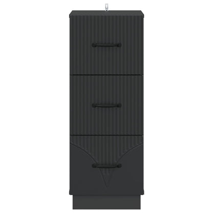 Drawer Cabinet Black 33 x 34.5 x 87 cm Engineered Wood
