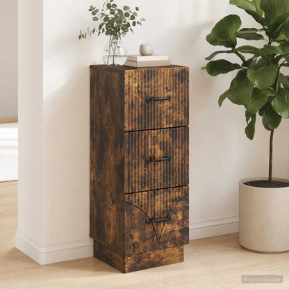 Drawer Cabinet Smoked Oak 33 x 34.5 x 87 cm Engineered Wood