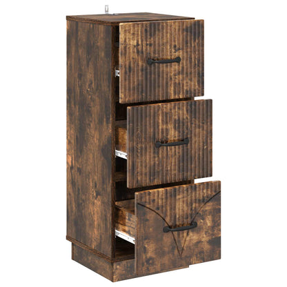 Drawer Cabinet Smoked Oak 33 x 34.5 x 87 cm Engineered Wood