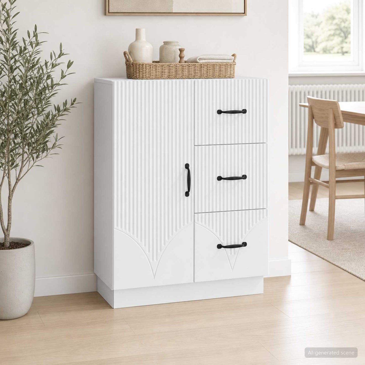 Sideboard with Drawer White 66 x 34.5 x 87 cm Engineered Wood