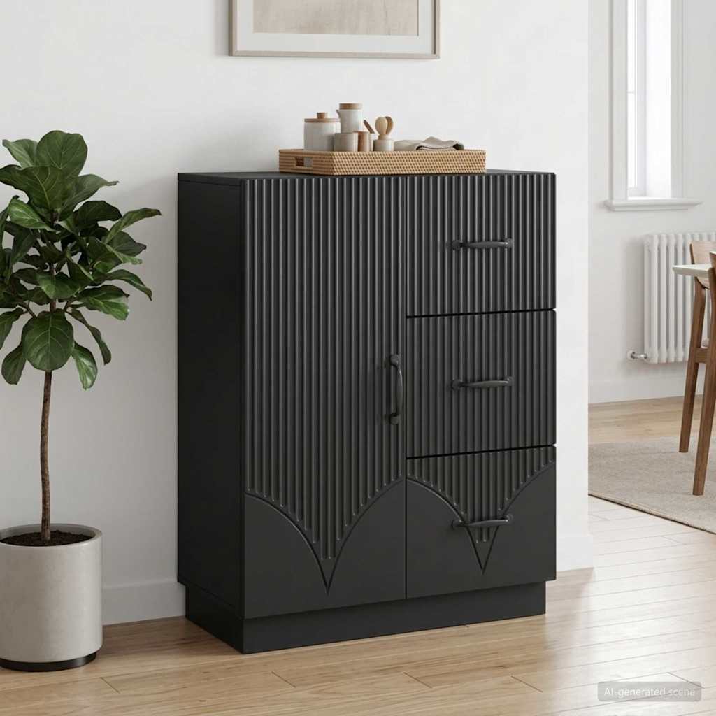 Sideboard with Drawer Black 66 x 34.5 x 87 cm Engineered Wood