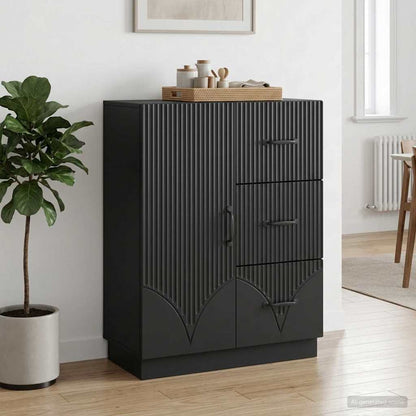 Sideboard with Drawer Black 66 x 34.5 x 87 cm Engineered Wood