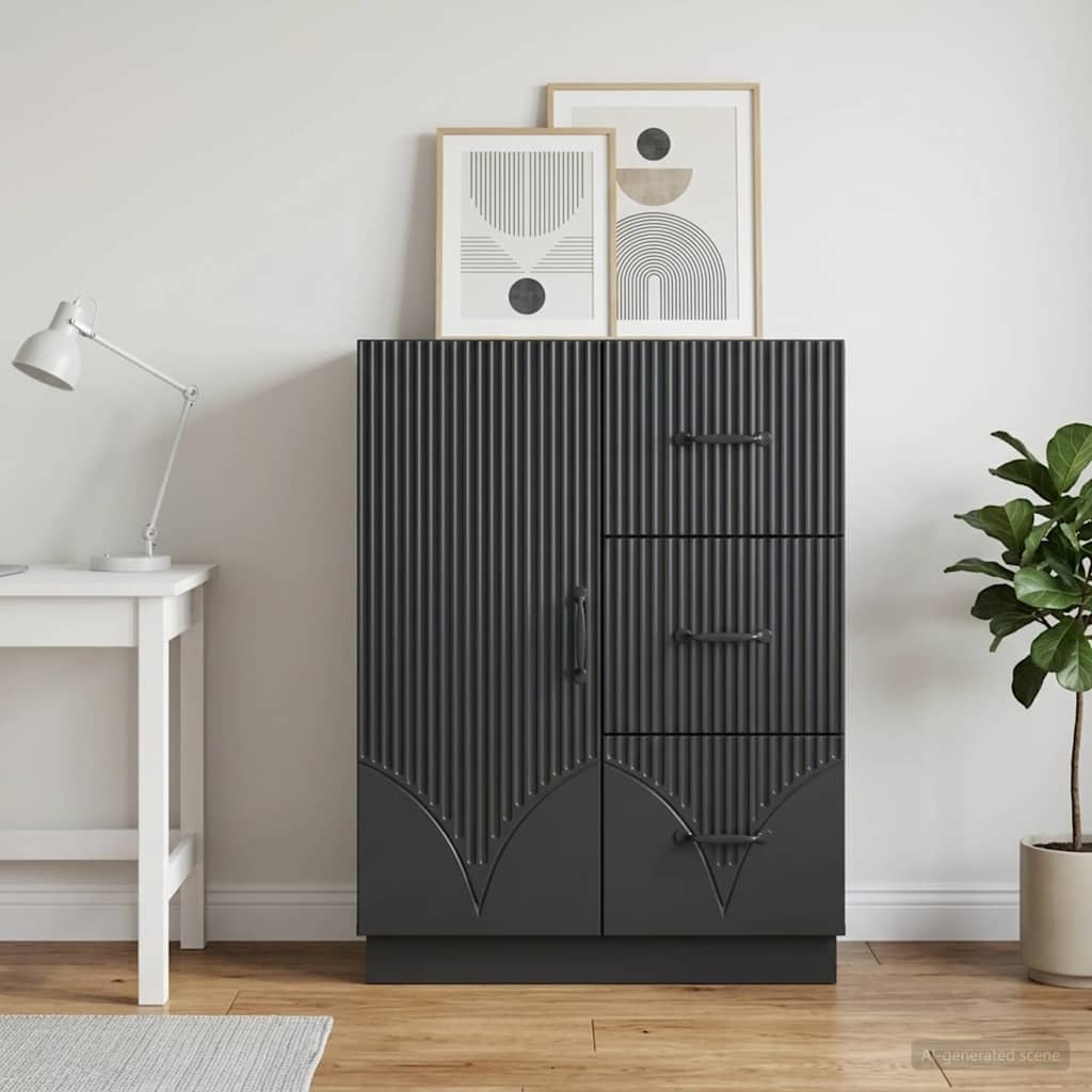 Sideboard with Drawer Black 66 x 34.5 x 87 cm Engineered Wood