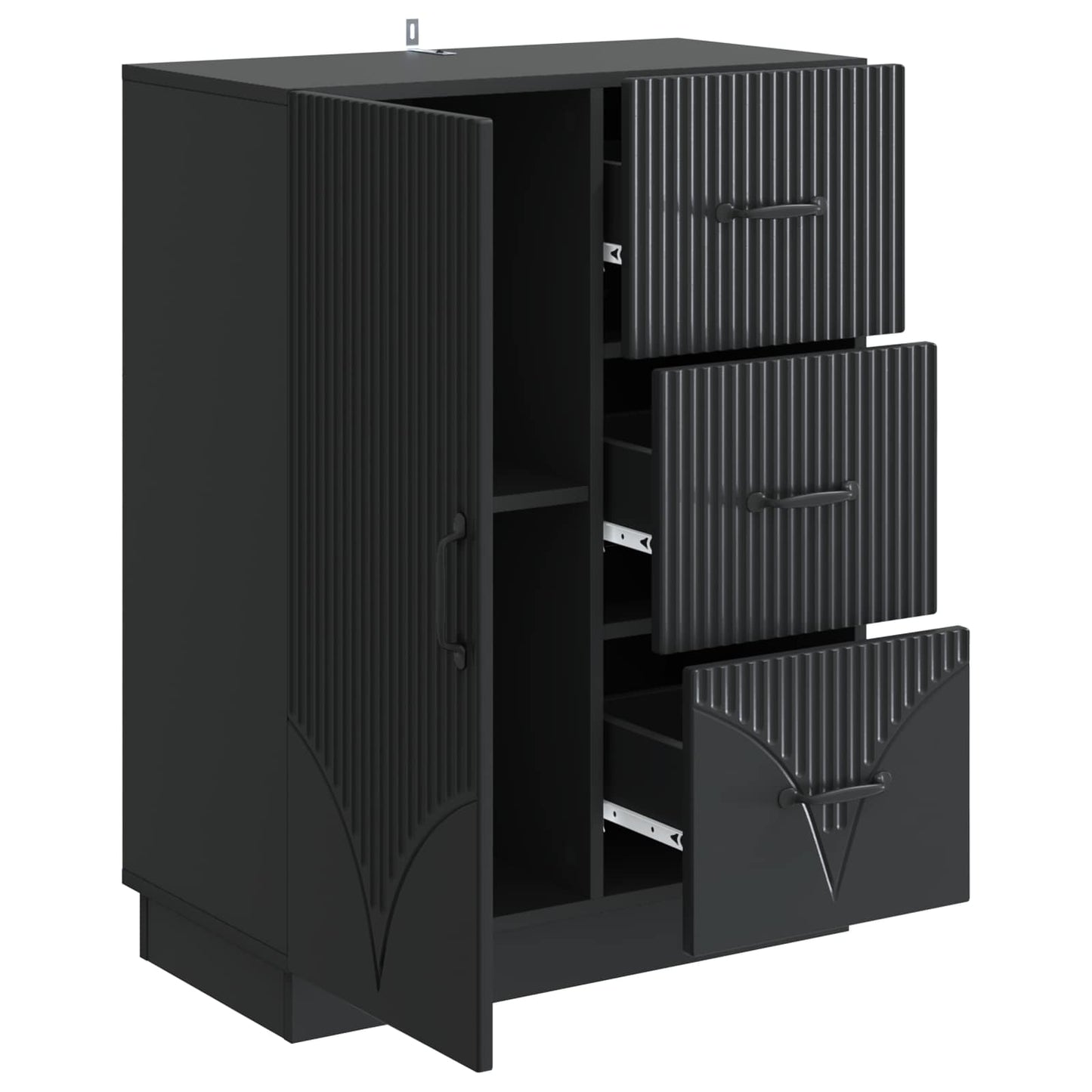 Sideboard with Drawer Black 66 x 34.5 x 87 cm Engineered Wood