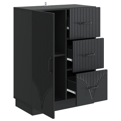 Sideboard with Drawer Black 66 x 34.5 x 87 cm Engineered Wood