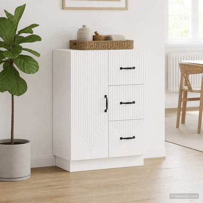 Sideboard High Gloss White 66 x 34.5 x 87 cm Engineered Wood