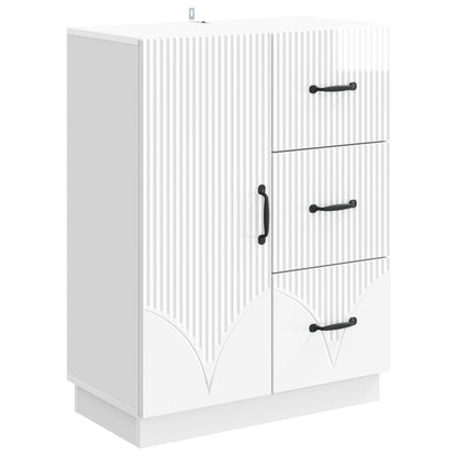 Sideboard High Gloss White 66 x 34.5 x 87 cm Engineered Wood