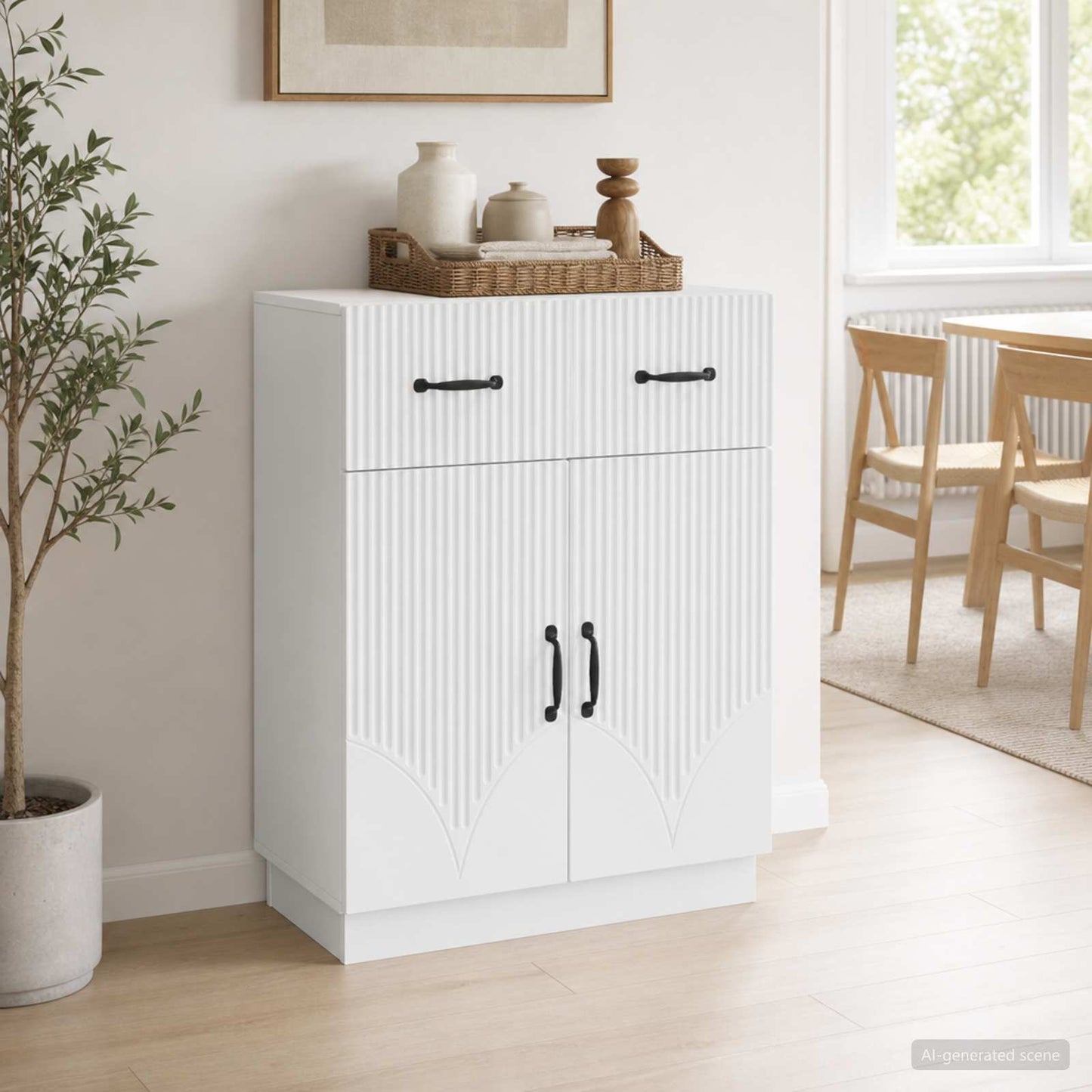 Sideboard with Drawer White 66 x 34.5 x 87 cm Engineered Wood