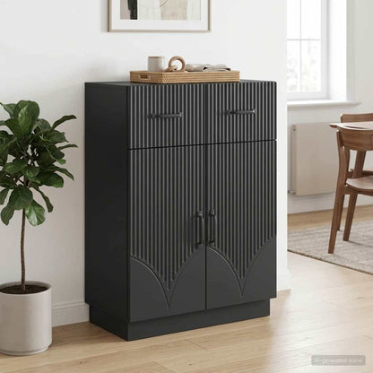 Sideboard with Drawer Black 66 x 34.5 x 87 cm Engineered Wood