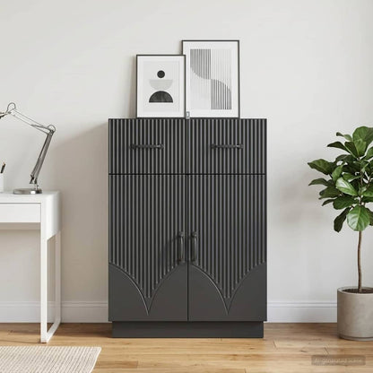 Sideboard with Drawer Black 66 x 34.5 x 87 cm Engineered Wood