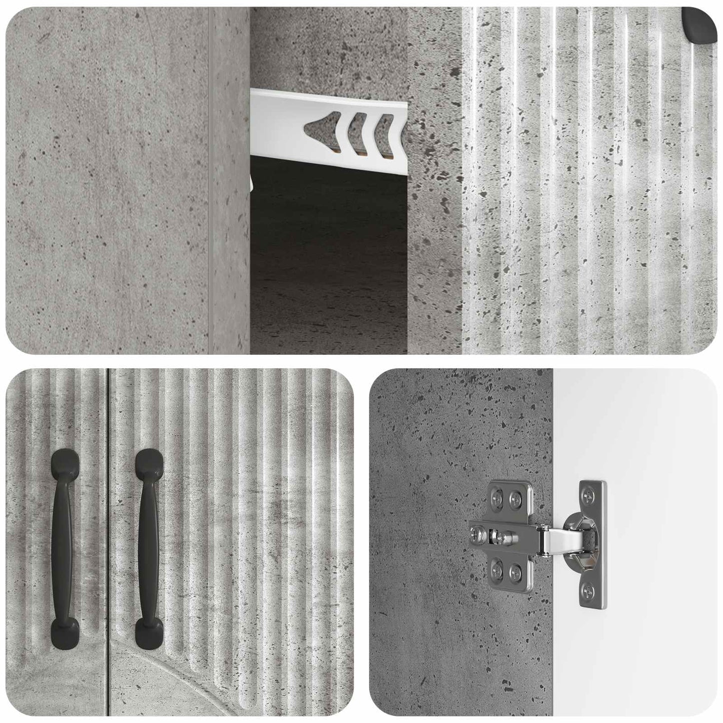 Sideboard Concrete Grey 66 x 34.5 x 87 cm Engineered Wood