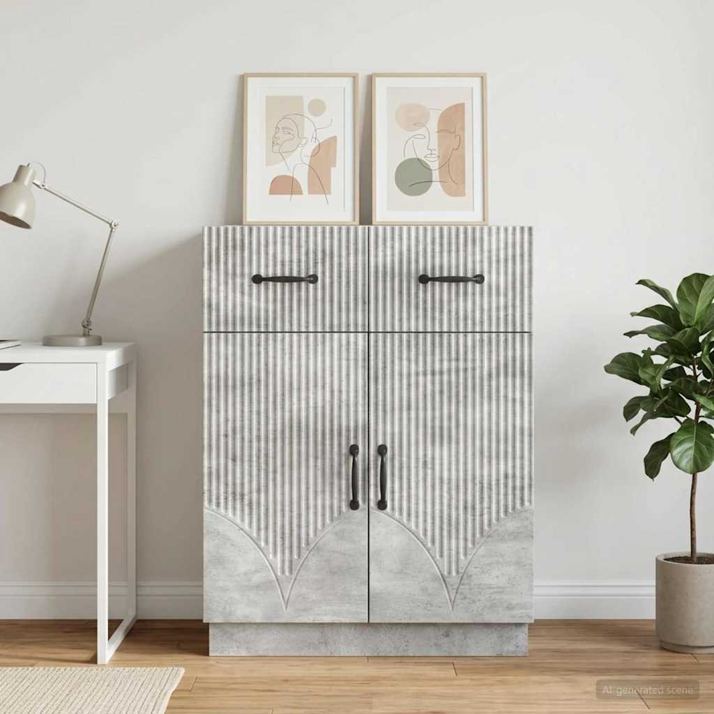 Sideboard Concrete Grey 66 x 34.5 x 87 cm Engineered Wood