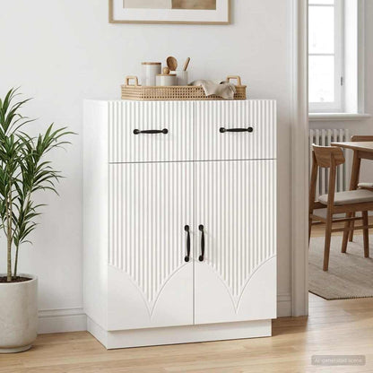 Sideboard High Gloss White 66 x 34.5 x 87 cm Engineered Wood