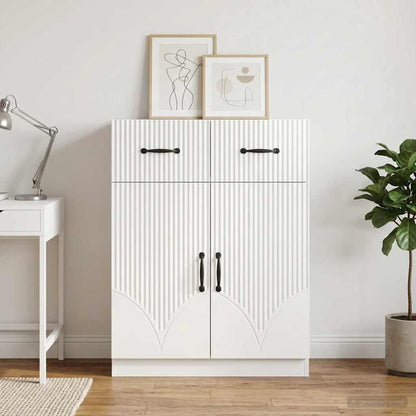 Sideboard High Gloss White 66 x 34.5 x 87 cm Engineered Wood
