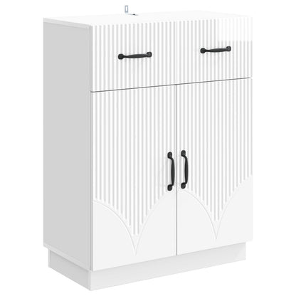 Sideboard High Gloss White 66 x 34.5 x 87 cm Engineered Wood