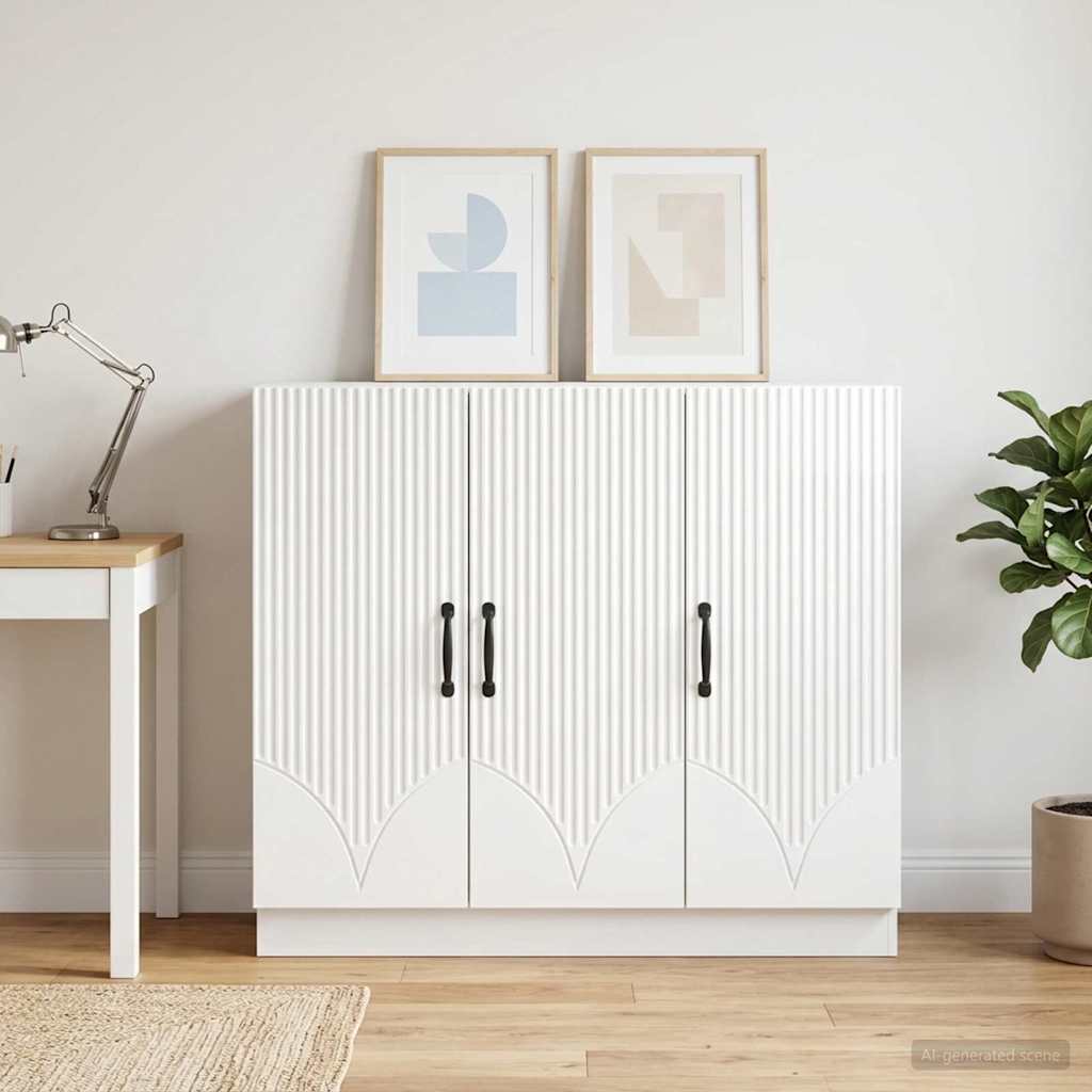 Sideboard High Gloss White 89 x 34.5 x 77 cm Engineered Wood