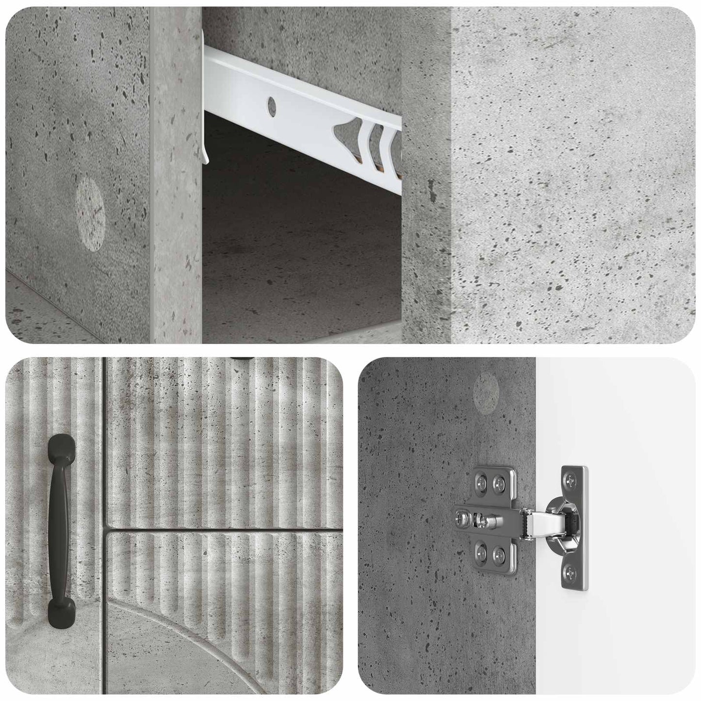 Sideboard Concrete Grey 89 x 34.5 x 57 cm Engineered Wood