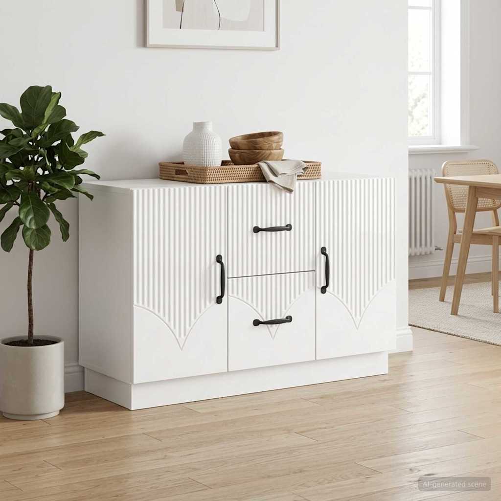 Sideboard High Gloss White 89 x 34.5 x 57 cm Engineered Wood