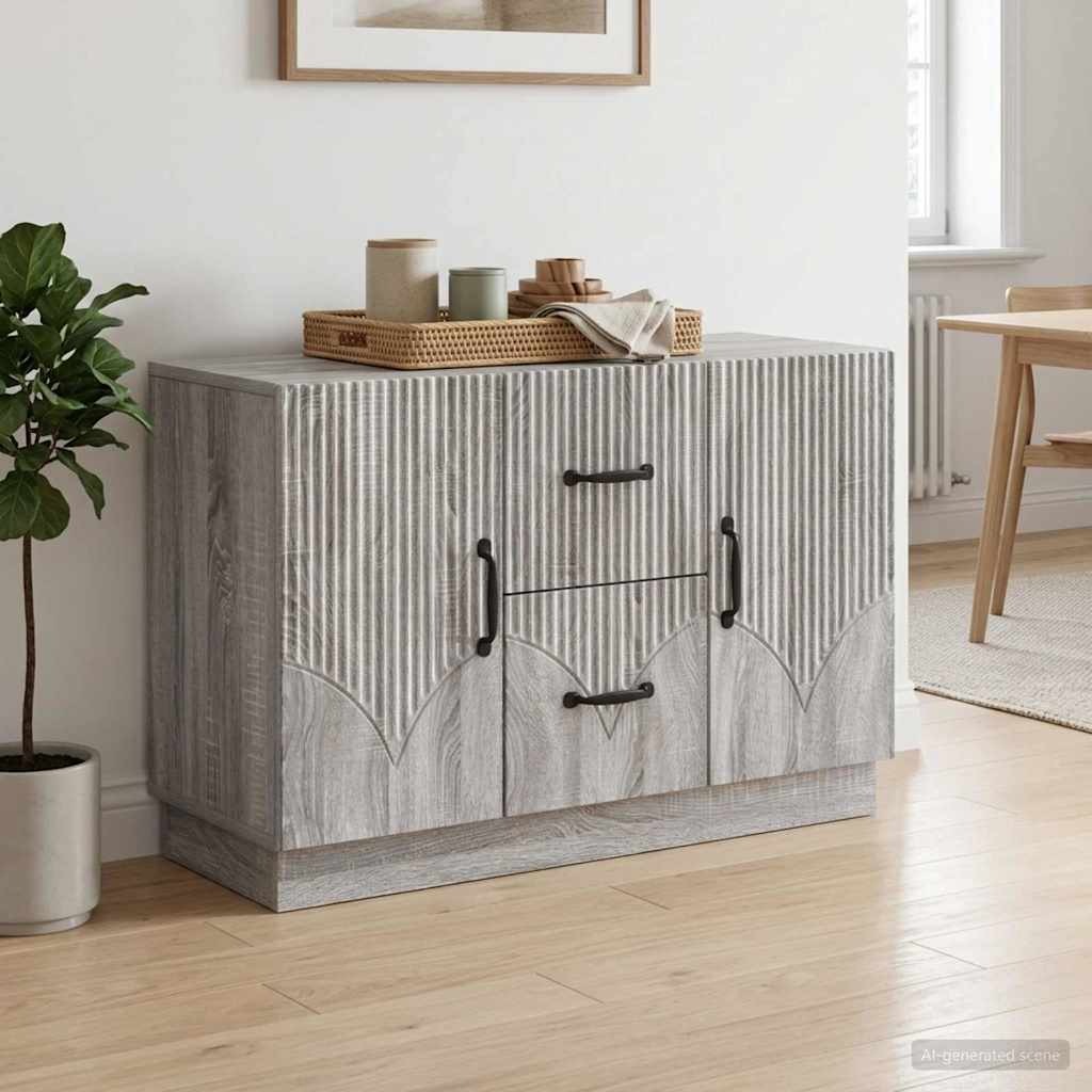 Sideboard Grey Sonoma 89 x 34.5 x 57 cm Engineered Wood