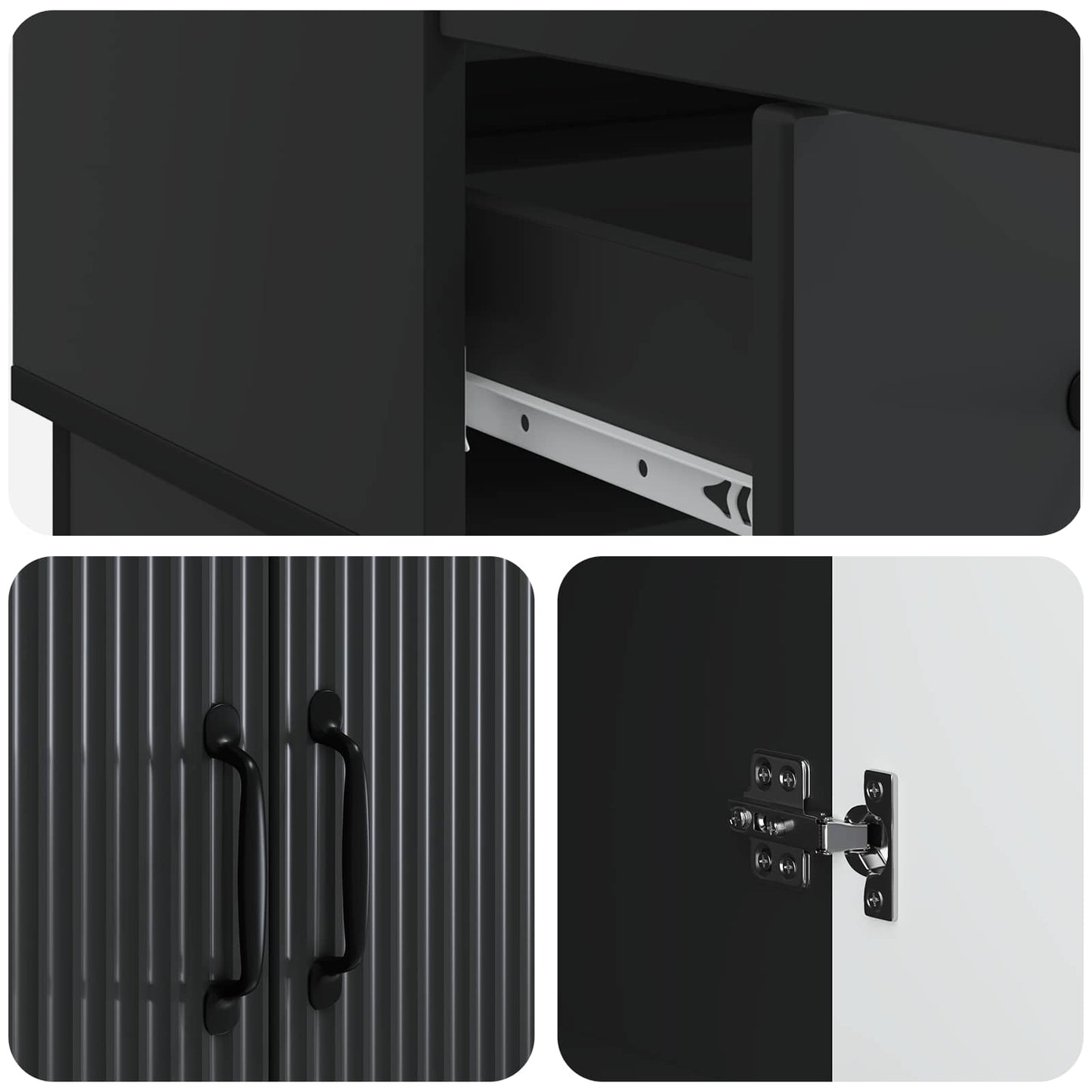 Sideboard with Drawer Black 66 x 34.5 x 92 cm Engineered Wood