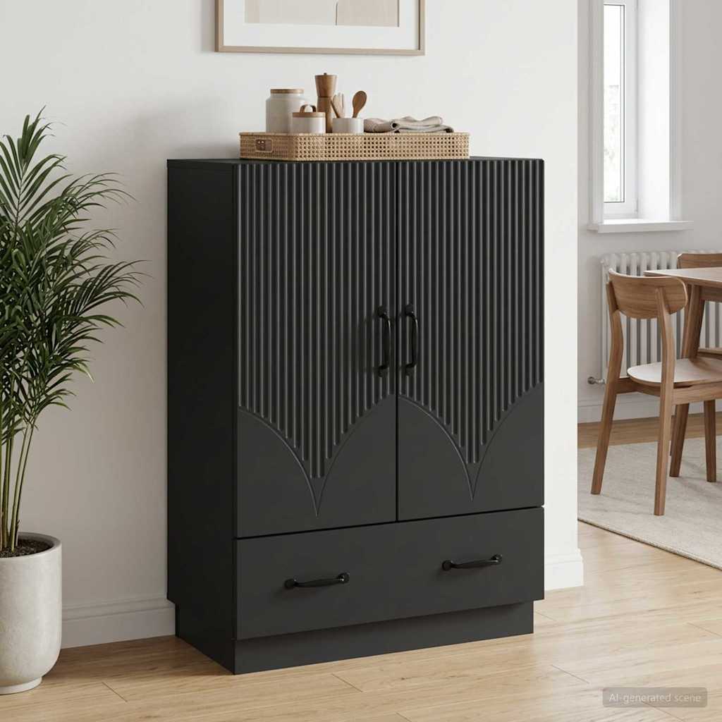 Sideboard with Drawer Black 66 x 34.5 x 92 cm Engineered Wood
